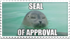 stamp: image of a seal, the aninmal,, with text seal of approvval